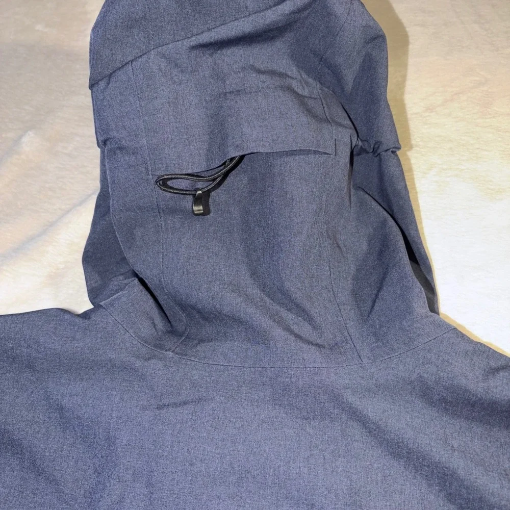 The North Face Mens XL Blue Heather Hooded Softshell Zip Jacket Rain Barr Lake
